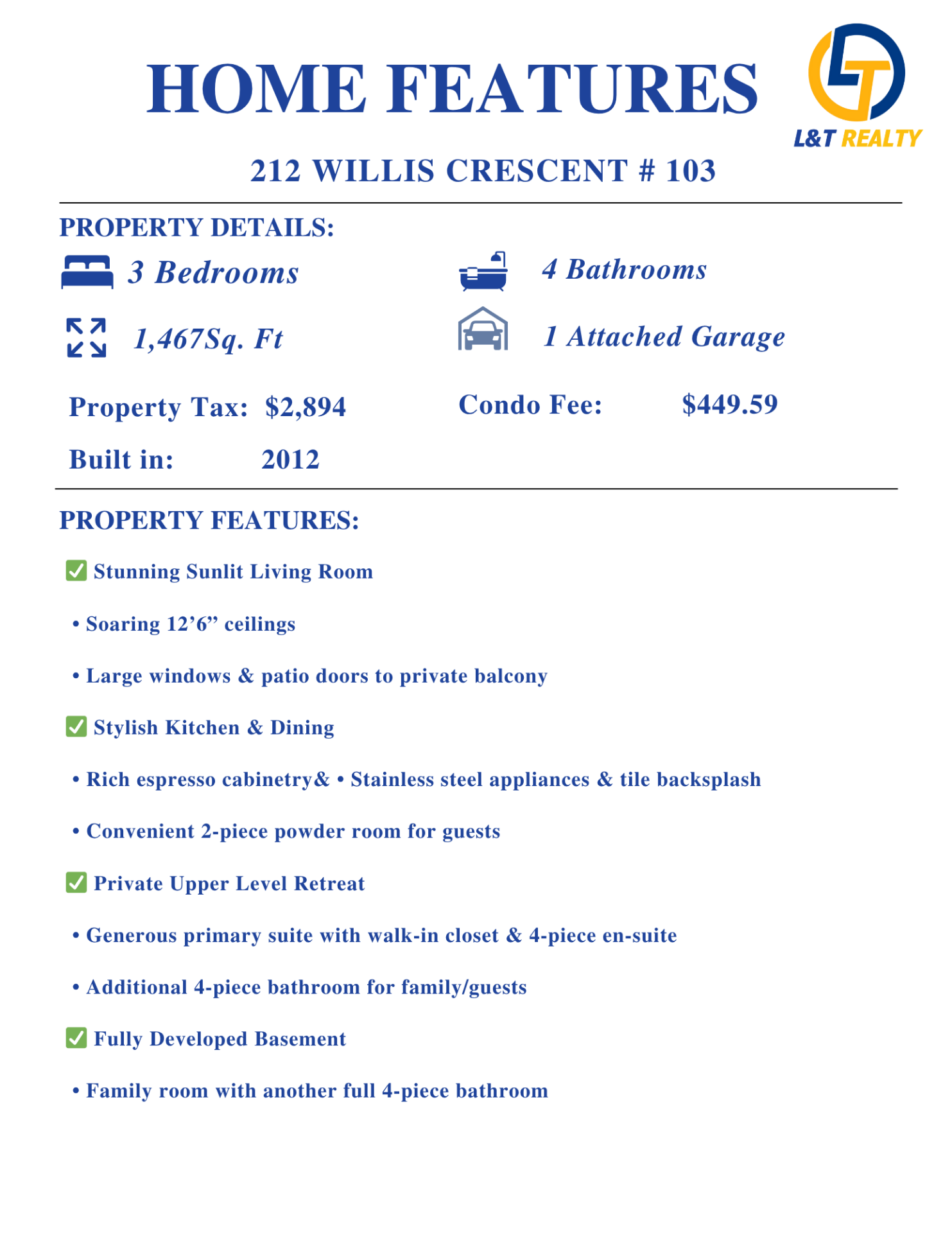 林与唐地产OPEN HOUSE, 10月25日周六1:30-3:30pm, 石桥社区联排· 212 Willis Cres #103 - 3